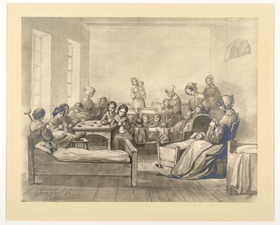 Kinder-Kranken-Saal, Ward scene with children and deaconesses at Kaiserswerth by J.B. Sonderland